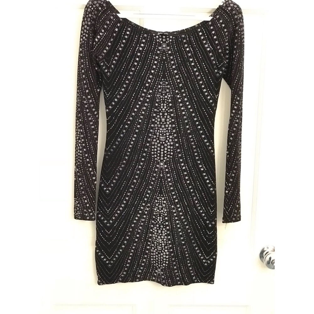 Women’s black formal dress.